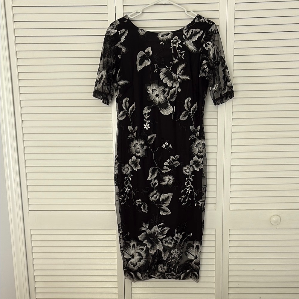 Floral Black and White Dress